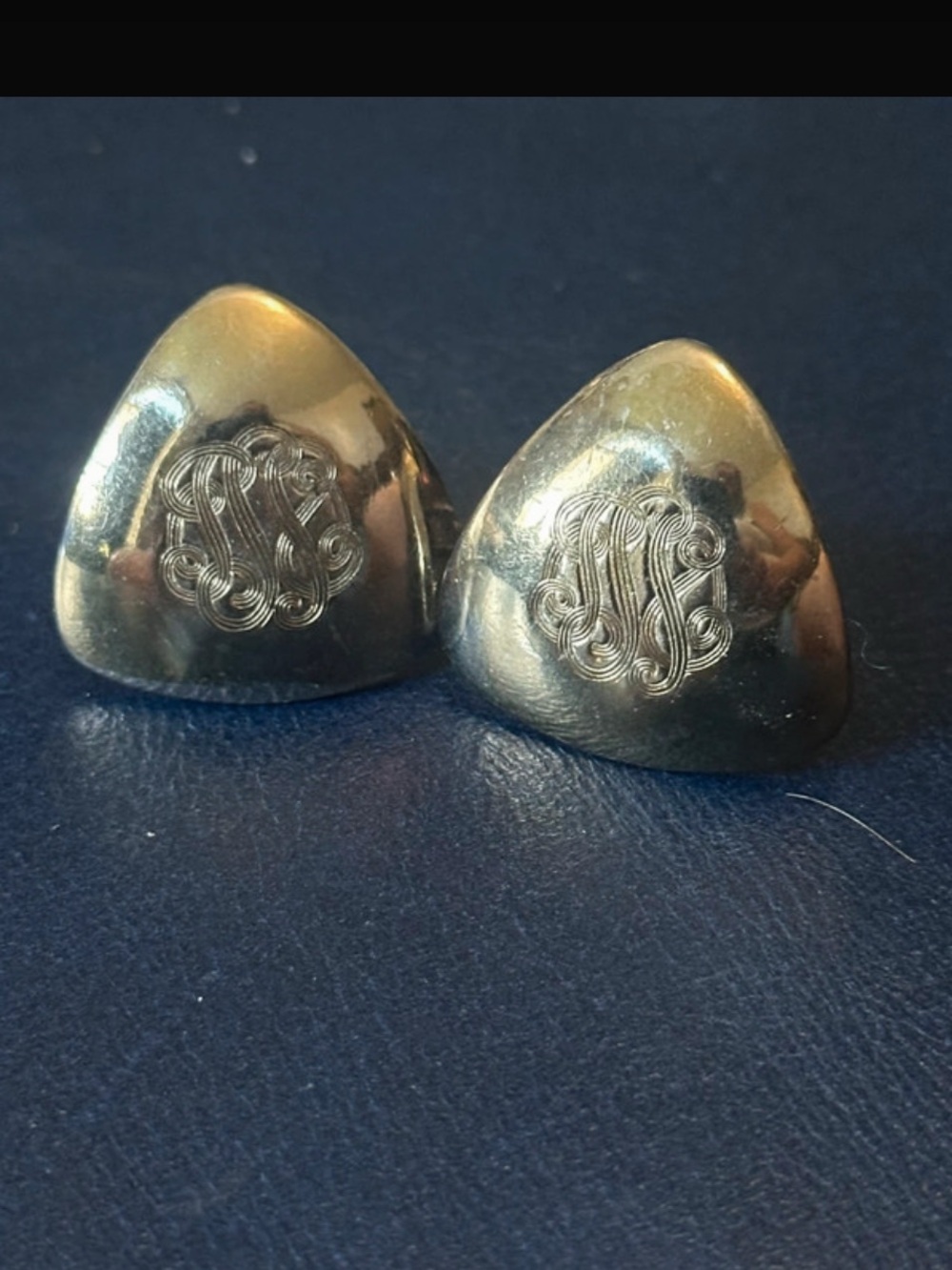 Silver-Tone Monogram Triangular Cuff Links - Classic Men's Accessory